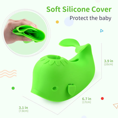 Bathtub Faucet Cover for Baby Bath Spout Cover, Kids Shower Head Protector Bathtub Spout Guard Toddlers Protection Accessories(Whale-Green)...