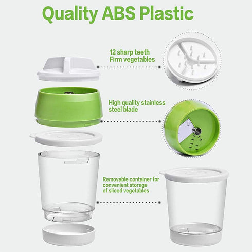 5 in1 Handheld Spiralizer Vegetable Slicer, Green, Plastic, ABS, Stainless Steel...