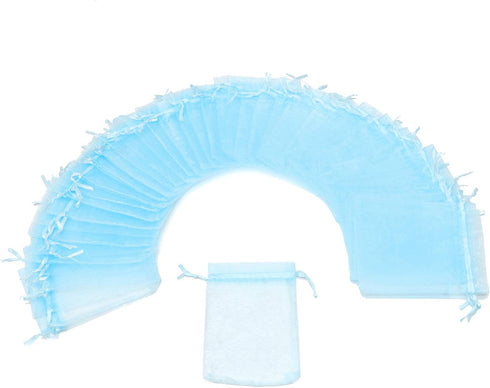 100Pcs Organza Bags 5x7 Inch, Sky Blue Sheer Baby Shower Party Favor Bags with Drawstring, Mesh Jewelry Gift Bags Wedding Candy Pouches...