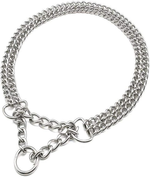 Dog Pet Martingale Pinch Metal Stainless Steel Collar for Training Walking Link Double Plated Choke Chain Neck for XL Dogs 24-28"...