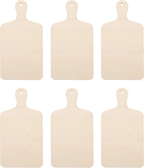 Operitacx 6Pcs Mini Wooden Cutting Board Craft with Handle Wooden Chopping Board Small Serving Board Rustic Paddle Kitchen Board Cooking Butcher B...