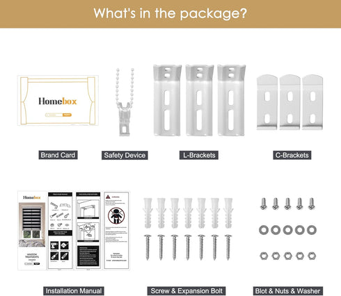 Homebox Zebra Roller Window Blinds Mount Hardware Bracket and Installation Accessories for Inside and Outside Mount...