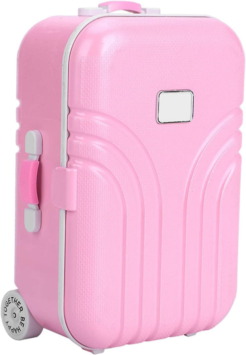 Baby Suitcase Toy Cute Plastic Dolls Travel Suitcase Mini Size Trolley Case Carry On Luggage Simulation Rolling Suitcase Toy()...