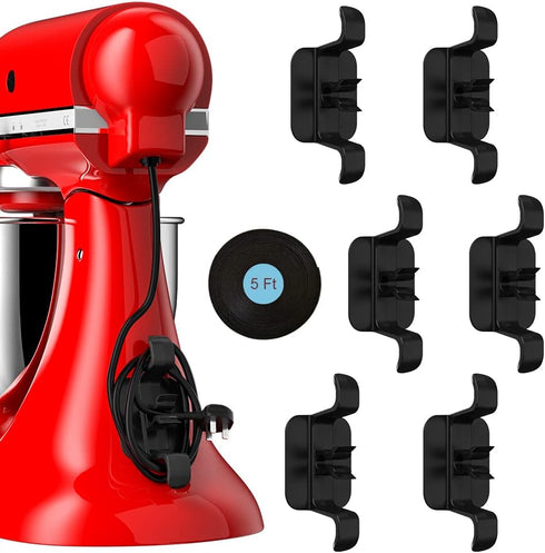 Cord Organizer for Kitchen Appliances, 6 Pack High-Adhesion Cord Winder Cord Holder with 5 Ft Cable Tie for Small Home Appliances, Mixer, Blender,...