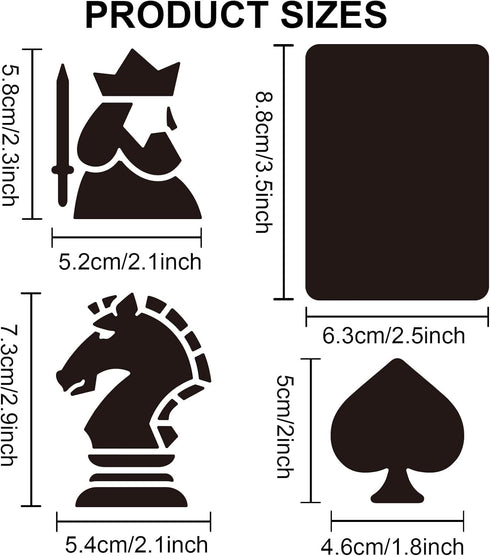 Playing Cards Chess Stencils Hearts Clubs Diamonds Spades Stencil 11.8×11.8inch International Chess Pieces Drawing Stencil with Paint Brush for Ar...
