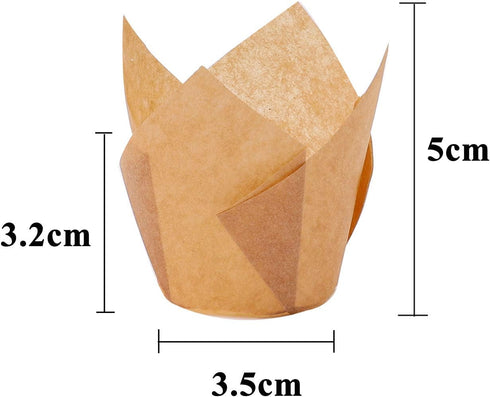 Ruisita 150 Pieces Mini Baking Cups Tulip Baking Cups Cupcake Liners Muffin Liners for Wedding, Birthday, Christmas, Baby Shower Parties (Natural)...