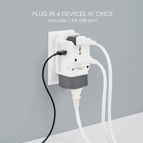 Conair Universal Travel Adapter with USB, European Plug Adapter with Surge Protection, All-in-One Travel Adapter Worldwide...