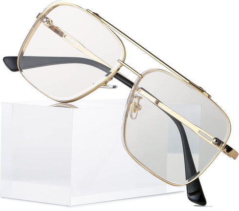 Square Aviator Sunglasses for Men Women Fashion Vintage Diamond Cutting Lens Classic Military Pilot Gradient Shades...