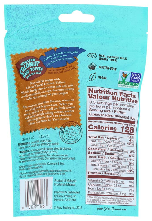 Toasted Coconut Hard Toffee Candies (2 pack)- (2) Chimes 3.5oz Bags - Gluten Free, Vegan, Made with Real Coconut Milk - Satisfy your sweet tooth w...