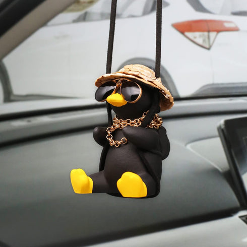 Swinging Duck Car Hanging Ornament, Cool Car Hanging Accessories for Rear View Mirror, Cute Car Pendant Swinging Sunglasses Duck Hanging Swing...