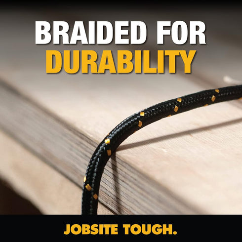 DEWALT Lightning to USB Cable — Reinforced Braided Cable for Lightning — Charger Cord Compatible with iPhone — Apple Compatible Charging Cable — 4...