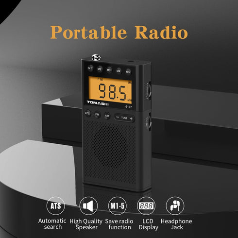 AM FM Portable Radio Portable Radio with Loud Speaker, Headphone Jack, 2AAA Battery Operated Radio for Long Range Reception Large LCD Screen, Digt...