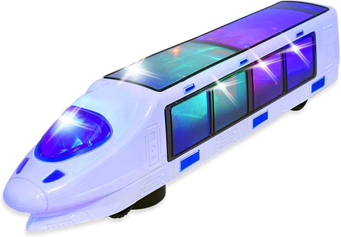 WEofferwhatYOUwant Electric Train Toy with Beautiful 3D Lightning - Monorail Train Set Battery Powered with Bullet Train Music and Bump and Go Act...
