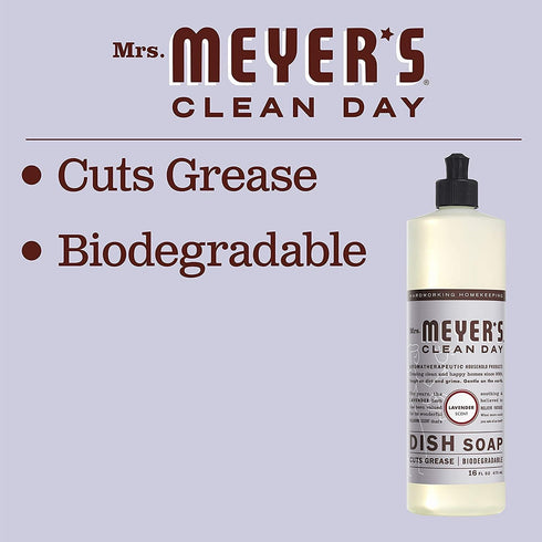 Mrs. Meyer's Liquid Dish Soap, Cruelty Free Formula, Lavender Scent, 16 oz - Pack of 2...