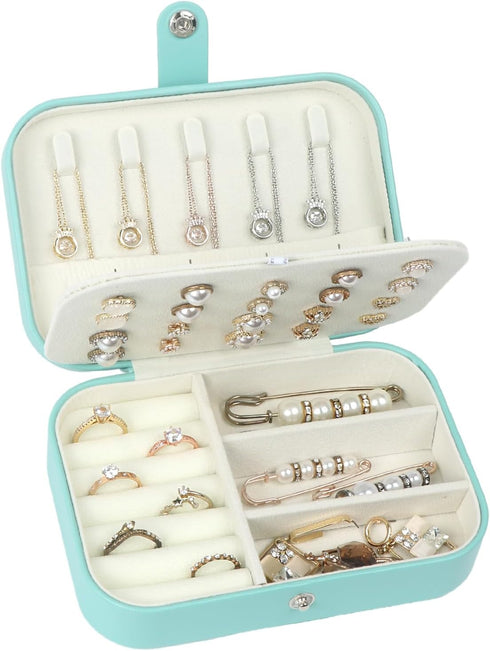 Travel Jewelry Box, PU Leather Small Jewelry Organizer for Women Girls,Portable Mini Travel Case Display Storage Holder Boxes for Stud Earrings, R...