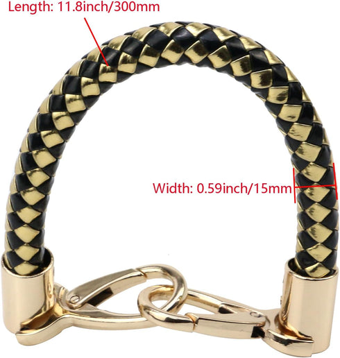 Nicerity PU Leather Braided Purse Strap 11.8inch Replacement Handle Short Handbag Strap Top Handle with Golden Hardware for DIY Handbag Purse Maki...
