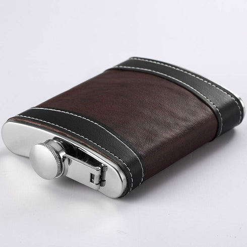 Premium 1 Pack 8 Oz Hip Flask for Liquor Soft Touch Leather Wrap with Funnel,18/8 Stainless Steel Highest Food Grade Leak Proof Classic Flask...
