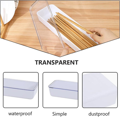 Cabilock Flatware Tray With Lid Kitchen Drawer Organizer With Lid And Drainer Plastic Kitchen Cutlery Tray and Utensil Storage Container with Cove...