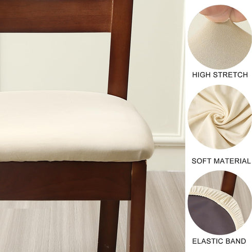 Chair Seat Covers set of 4 Stretch Off white Chair Covers for Dining Room Square Removable Washable Chair Protector Seat Cushion Slipcovers for Ki...