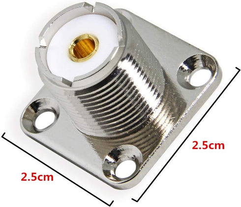PL259 Panel Mount, 2 Pack UHF Female Jack 4 Holes Chassis Mount Flange Solder Cup Coax Connector for Ham Radio Antenna...