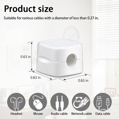 Magnetic Cable Clips, 6 Pack Cord Organizer Holder, White Charging Cable Keeper (Cable Smooth Adjustable), Adhesive Cable Management Phone USB Cha...