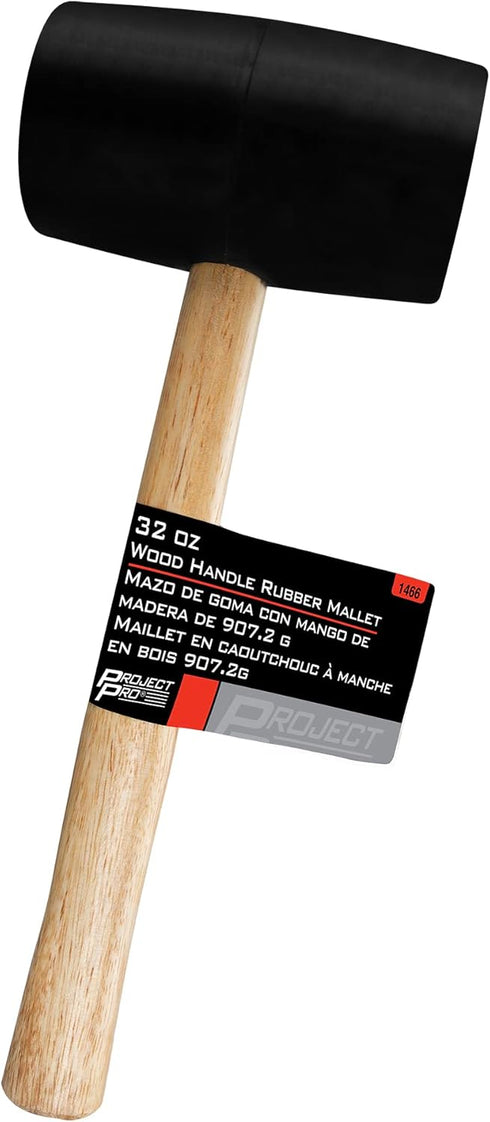 Performance Tool 1466 Durable Hard Rubber Head Mallet with Ergonomic Wood Handle for Woodworking, Construction and DIY Projects...
