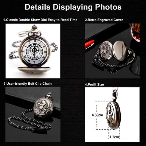 BOSHIYA Fullmetal Alchemist Pocket Watch with Chain Box for Cosplay Accessories Anime Merch...