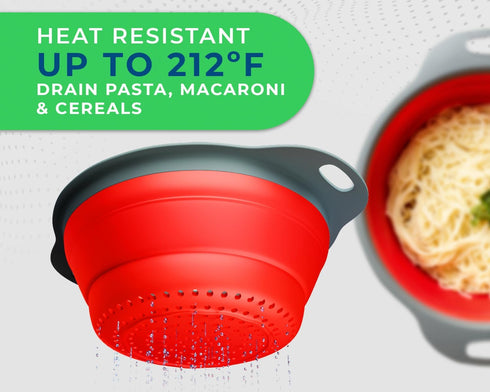 Ultimate Kitchen Strainers Set of 2 - Collapsible Silicone Colanders For Easy Storage by Comfify - Use with Pasta & Veggies or as a Fruit or Berry...