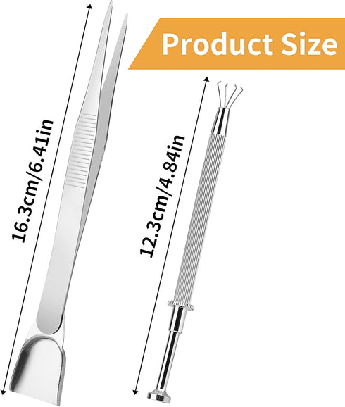 2Pcs Grabber Tool Holder Set Jewelry Tweezers 4 Claw Jeweler's Pick Up Sprinkle Pen Piercing Ball with Prongs Diamond Claw Precision Stainless Ste...