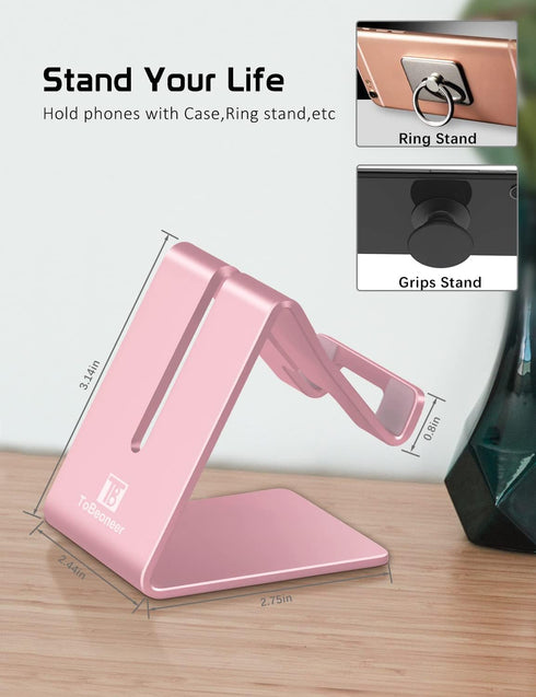 Phone Stand, Aluminum Phone Holder for iPhone 16 15 14 13 12 11 X 8 7 6 Plus 5, Samsung, Huawei, Suitable for All Smartphones, Adding a Touch of S...