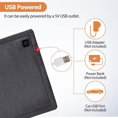 USB Small Heating Pad, 5V Portable Heated Travel Blanket Pads Heat Settings & Auto Shut Off, Moist & Dry Hot Therapy for Pain Relief Abdomen Cramp...