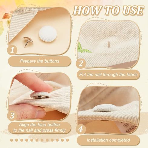 BENECREAT 32 Sets 0.67Inch Baseball Cap Button Top Replacement Hats Buttons, White Cloth Covered Hat Button for Hat Replacement Repair Jeans Blous...