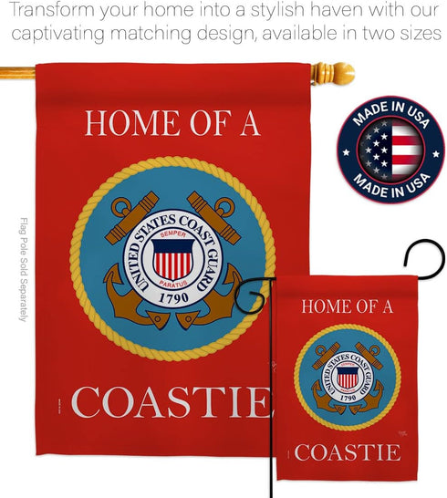 Breeze Decor Home of Coastie Garden Flag Armed Forces Coast Guard USCG Semper Paratus United State American Military Veteran Retire Official House...
