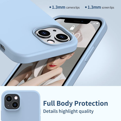FUNMIKO Compatible with iPhone 14+ Plus Case with Screen Protector,Silky Liquid Silicone Case, Scratch Proof Soft Microfiber Lining,Slim Fit Shock...