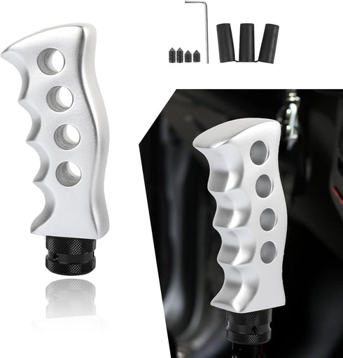 1 PC Car Shift Knob Protective Cover with Adapters, Anti-Slip Waterproof Metal Vehicle Gear Lever Decoration, Universal Manual Automotive Shift Kn...