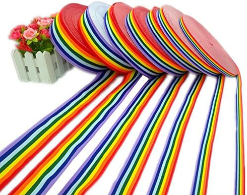 50 Yards Rainbow Ribbon Grosgrain Ribbons for Gift Wrapping Jewelry Making DIY Crafts Party Favors (15mm)...