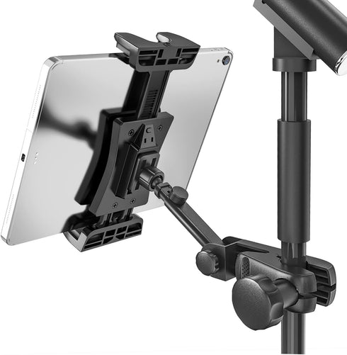 Tablet Holder for Microphone Stand, Mic Music Stand Tablet Holder for iPad, Smartphone Tablet Mic Stand Mount for Shee Music Fits Devices from Scr...