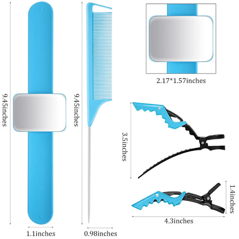 Geiserailie 10 Pcs Hair Styling Tools Set Magnetic Gel & Silicone Wristband for Stylists and Braiders, Wrist Strap, 3 Rat Tail Combs and 6 Plastic...