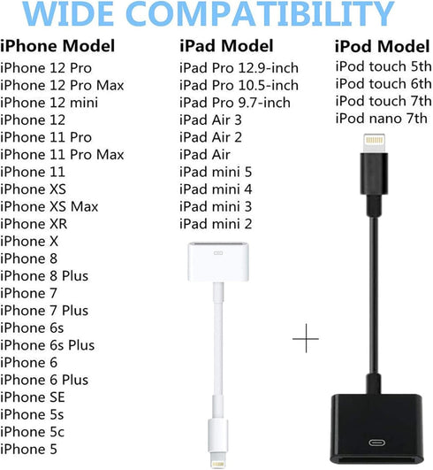 Apple MFi Certified Lightning Male 8Pin to Female 30Pin Adapter, 2 Pack, Speaker, Cellular Phones, MP3 Player...