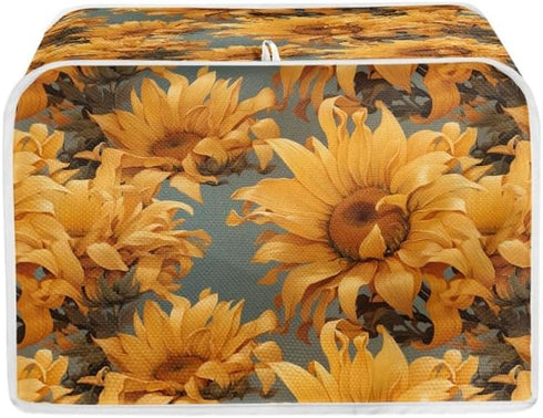 4 Slice Toaster Cover Van Gogh Style Sunflower Plus Size Toaster Dust Cover Oil Painting Flowers Yellow Microwave Oven Cover Dust and Fingerprint ...