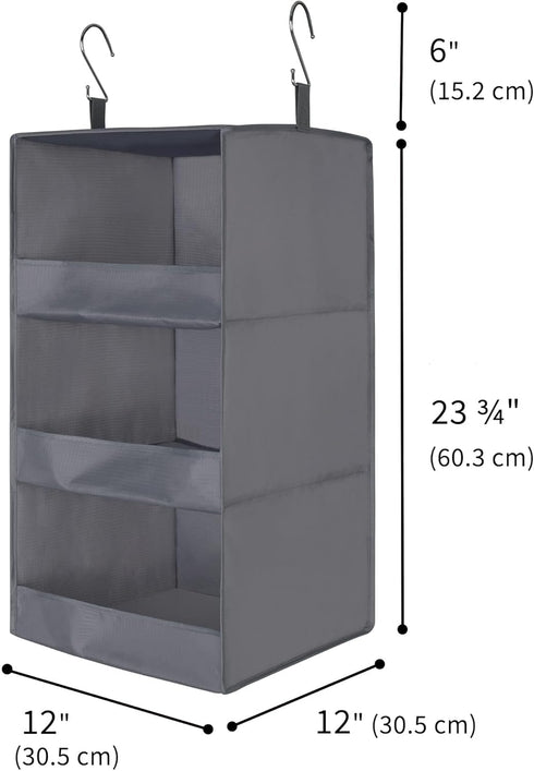 GRANNY SAYS 3-Shelf Hanging Closet Organizer and Storage, Collapsible Hanging Closet Shelves, Hanging Organizer for Closet & RV, Gray, 29 ½" H X 1...