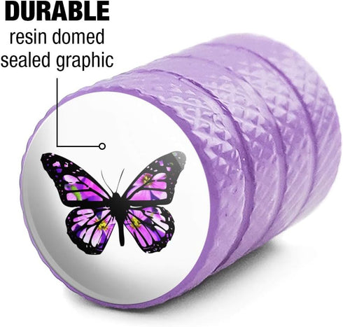 GRAPHICS & MORE Butterfly with Flowers Tire Rim Wheel Aluminum Valve Stem Caps...