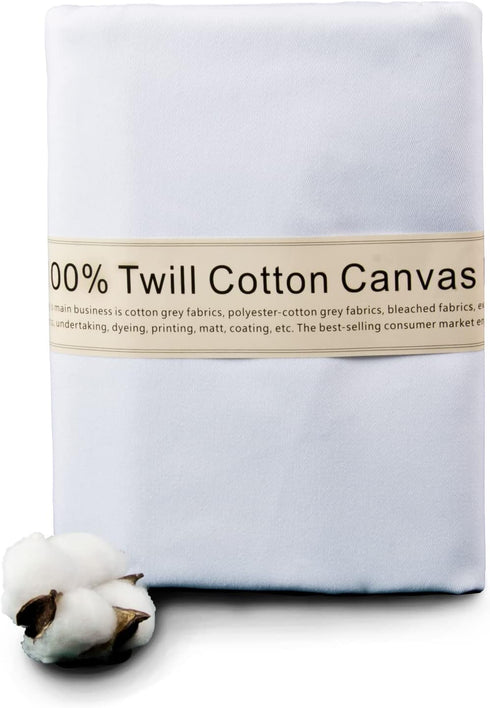 2 Yard White Twill Cotton Canvas Fabric,Natural Thick Cotton Poplin Fabric By The Yard,59 Inches Wide 100% Cotton Fabric, Embroidery Muslin Quilti...