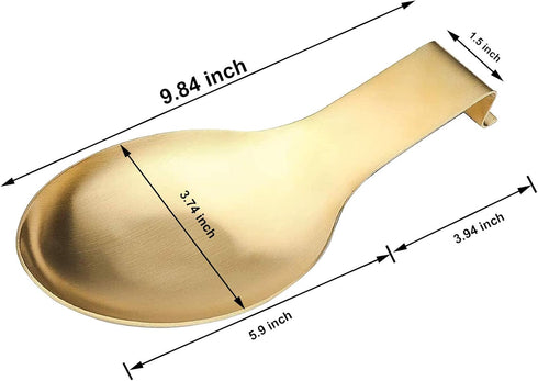 Stainless Steel Spoon Rest (2 Pack), VOJACO Spoon Rest for Kitchen Counter, Gold Spoon Holder for Stove Top for Spoons, Ladle, Spatula, Cooking Ut...