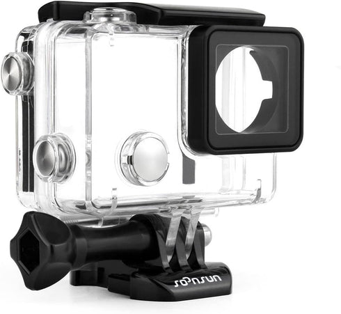 SOONSUN Standard Waterproof Case Dive Housing for GoPro Hero 4 Black, Hero 4 Silver, Hero 3+, Hero 3 Cameras with BacPac Backdoor for Extended Bat...