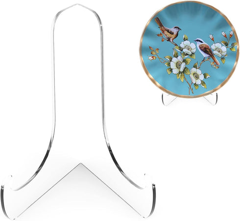 60-Degree Angle Acrylic Plate Stand, 4.5 Inch 5PC Clear Acrylic Display Easel, Clear Tablet Holder for Displaying,4.5" H x 4.5" W x 3.5" D (5 Pack...