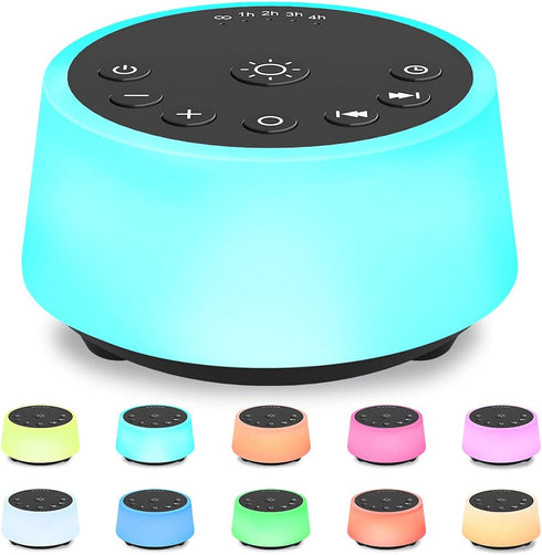 Color Noise Sound Machines with 10 Colors Night Light 25 Soothing Sounds and Sleep White Noise Machine 32 Volume Levels 5 Timers Adjustable Bright...
