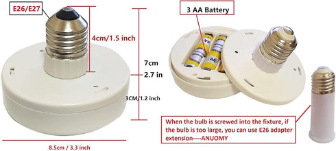 1 Pack Battery Operated Light Bulbs for Lamps with Remote,Replacement AA Bulb,Battery Powered LED Puck Lights With E26 Screw Non Electricity Wall ...