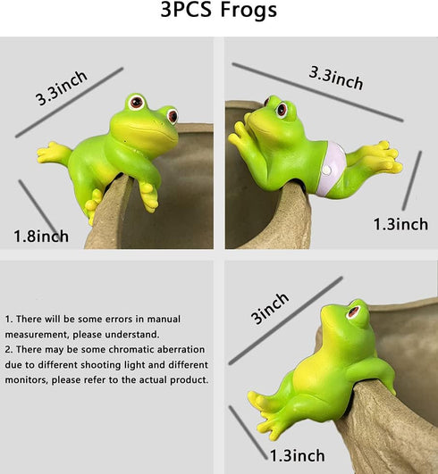 Ebrima Set of 3 Cute Animal Figurines Planter Pot Hanger Decorations, Resin Hanging Climbing Frog Sculpture Outdoor Statues Ornaments for Flower P...