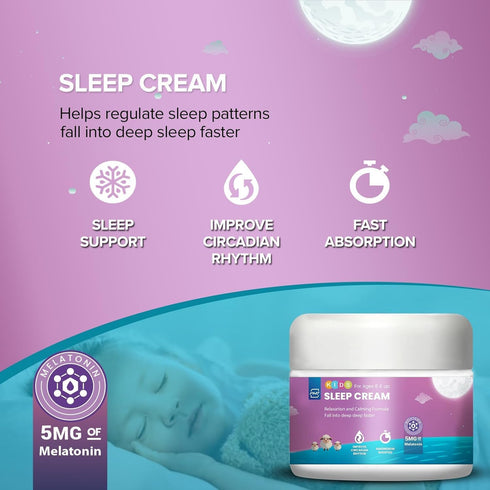 Kids Sleep Cream by PMT, Natural Sleeping Aid Regulates Sleep Patterns to Fall Asleep Faster, Uses Natural Ingredients Menthol & Lavender, Improve...